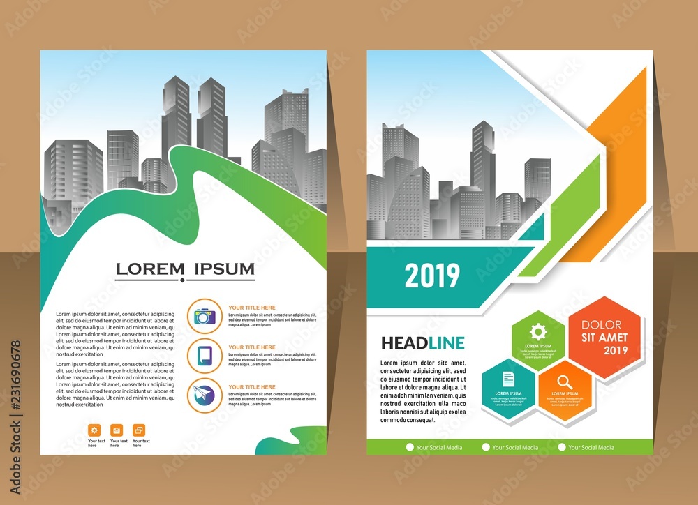 Business Brochure Background Design Template, Flyer Layout, Poster, Magazine, Annual Report, Book, Booklet with Building Image. Size A4 Vector Design illustration