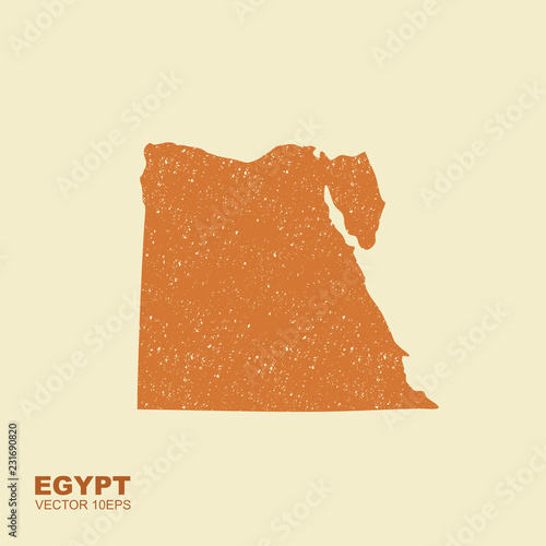 Map of Egypt in flat style with scuffed effect
