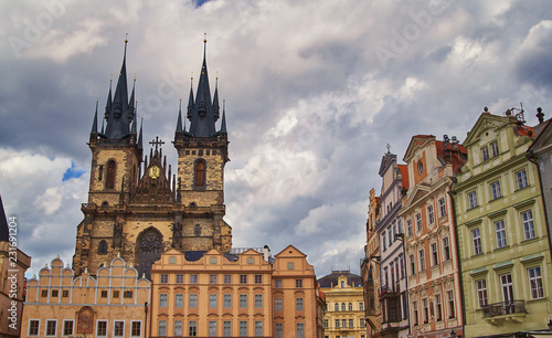Photography Famous Church of Our Lady before Tyn Prague catholic old town square tourist med