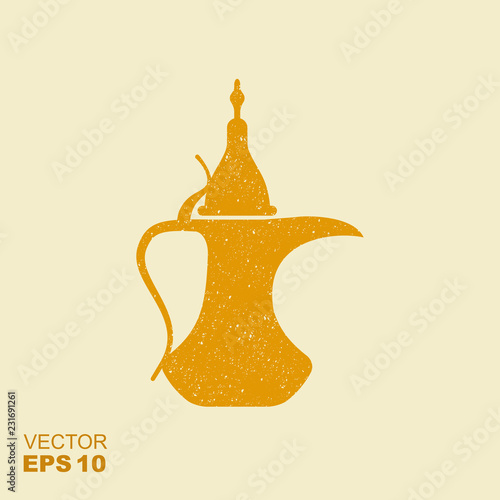 Traditional arabic coffee pot. Flat vector icon