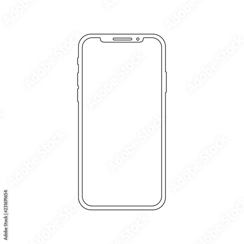Smartphone outline vector icon of mobile smart phone screen or modern android cellphone.