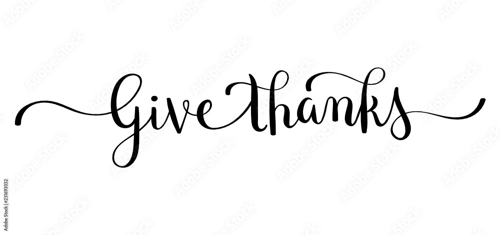 GIVE THANKS brush calligraphy banner