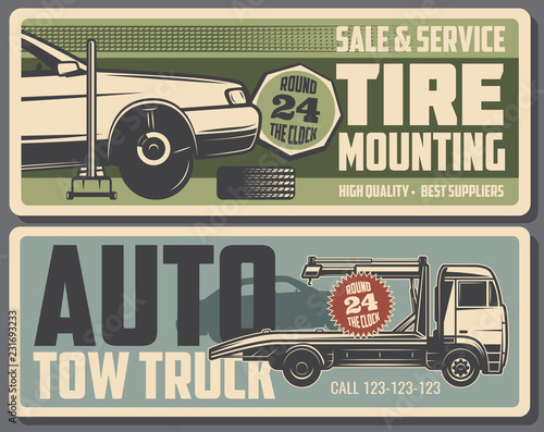 Tire mounting and tow truck service