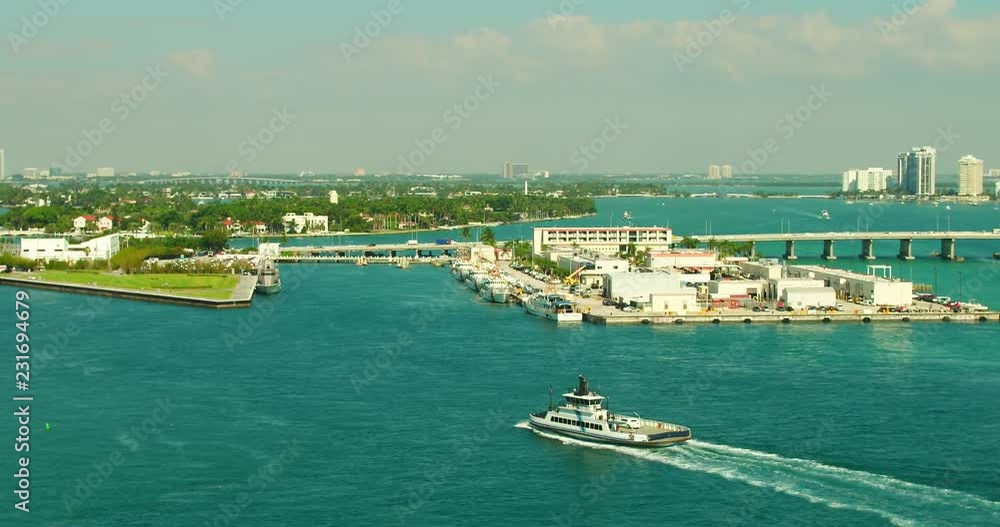 Aerial Miami Fisher Island Ferry Aerial Miami Fisher Island Ferry