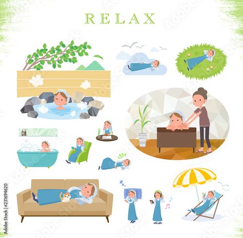 flat type Nun women emerald costume_relax