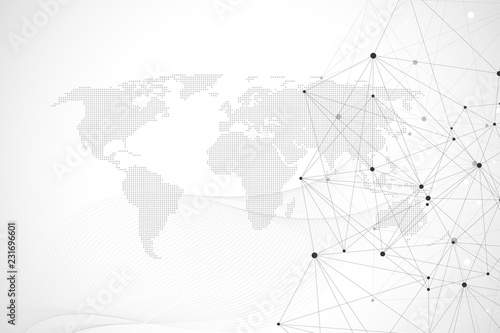 Networking connect technology abstract concept. Global network connections with points and lines