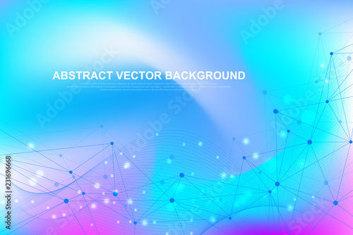 Scientific molecule background for medicine, science, technology, chemistry. Wallpaper or banner with a DNA molecules. Vector geometric dynamic illustration © TechSolution