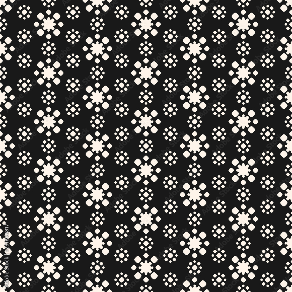 Abstract floral geometric seamless pattern. Simple flower shapes, circles Abstract floral geometric seamless pattern. Simple flower shapes, circles