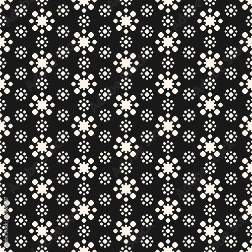 Abstract floral geometric seamless pattern. Simple flower shapes, circles