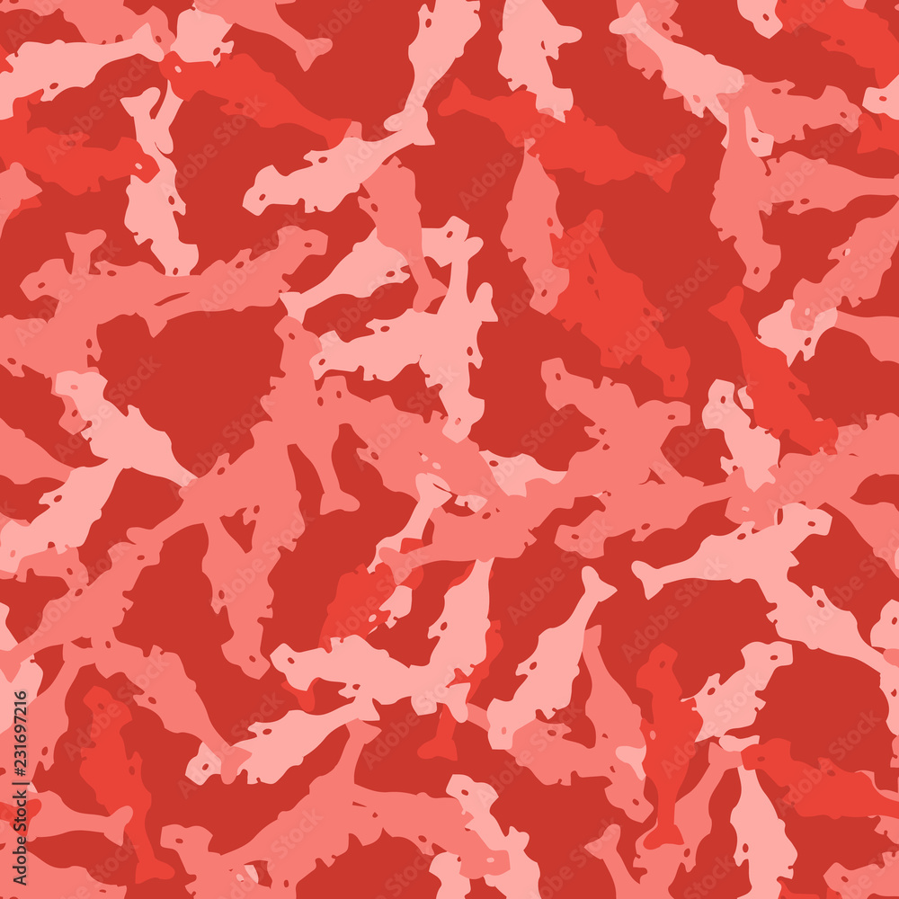 Imitation of camouflage - seamless pattern in different shades of red and pink colors