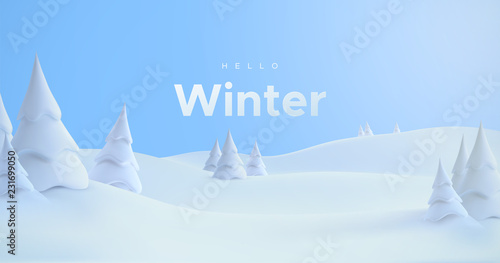 Hello Winter. Snowy landscape