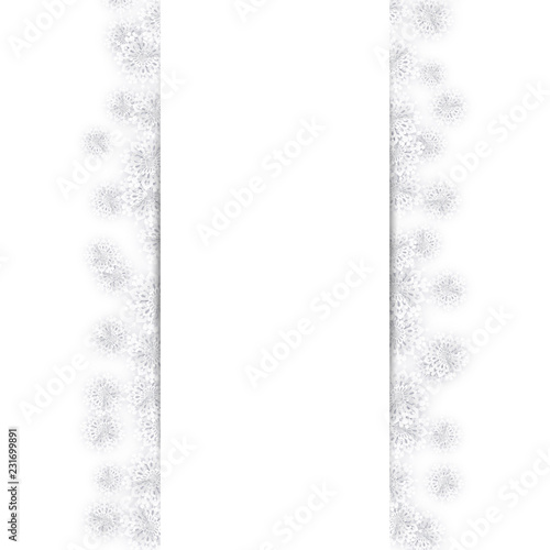 Christmas Background with White Paper Snowflakes