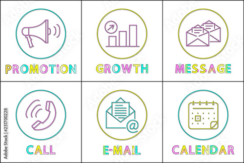 Modern Gadgets Functions Linear Round Icons Set