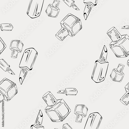 Pattern "Makeup". Pattern of items for makeup, suitable for bright paper or box designs.