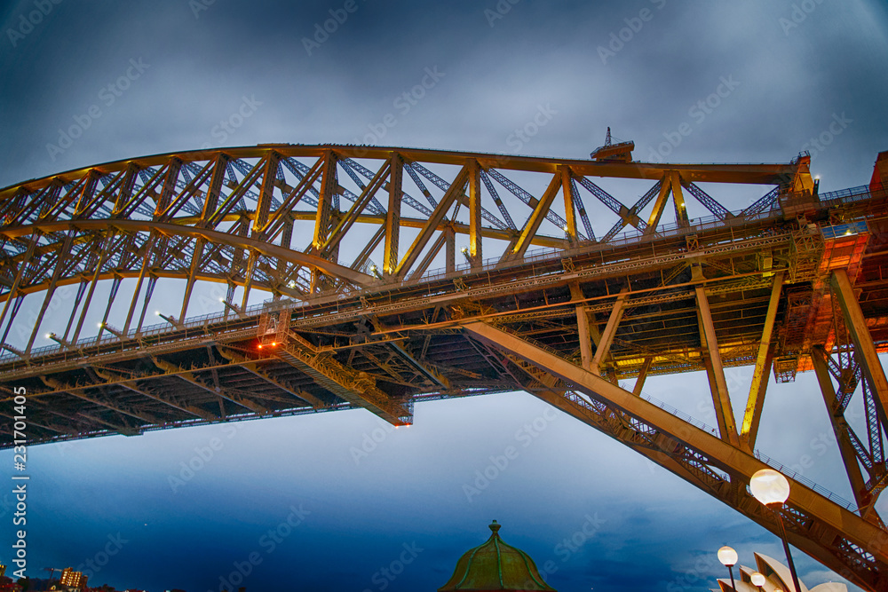 Night view of Sydney Harbor Bridge, Australia