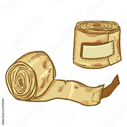 Vector Cartoon Old Rolled Boxing Bandages for Wrist Wrapping
