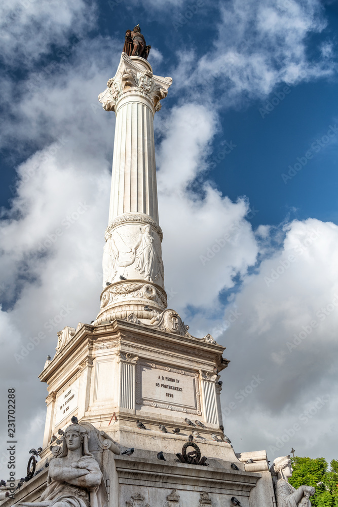 Obelisk in Rossio Square, Lisbon - Portugal Obelisk in Rossio Square, Lisbon - Portugal