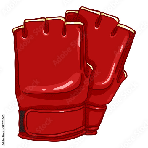 Vector Cartoon Red Fighting Gloves for Mix Martial Arts. MMA Equipment.