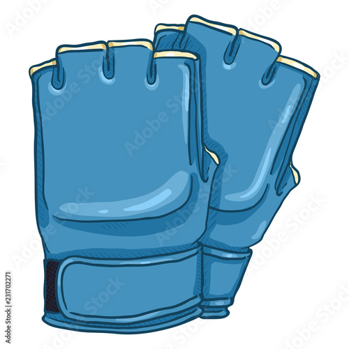 Vector Cartoon Blue Fighting Gloves for Mix Martial Arts. MMA Equipment.