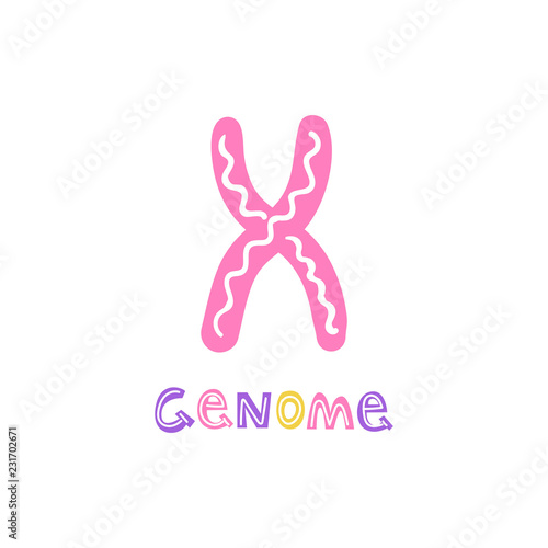Hand drawn genome sequencing illustration. Human dna research technology symbols. Human genome project.