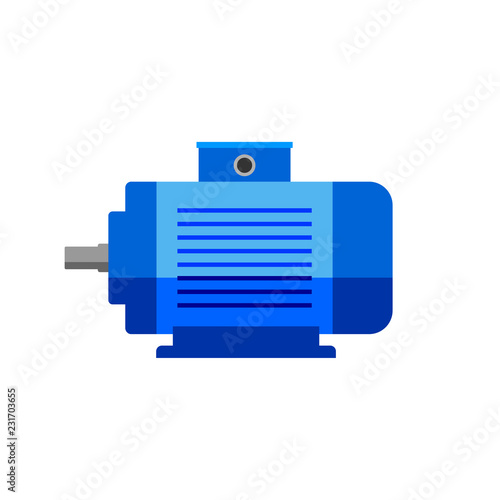 Blue electric motor vector icon