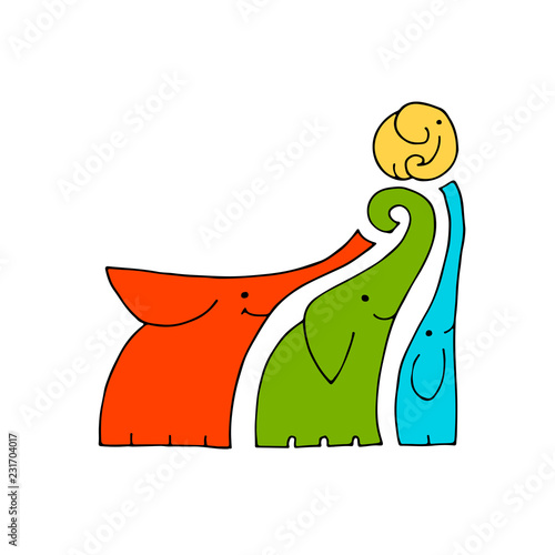 Elephants family design