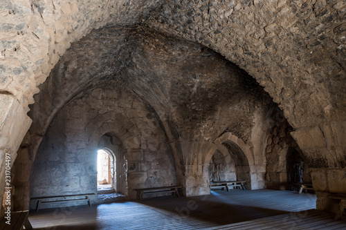 Hall in the  lower tier in Nimrod Fortress located in Upper Galilee in northern Israel on the border with Lebanon. photo