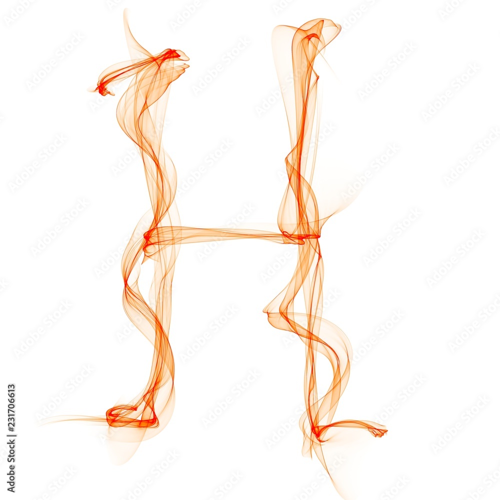 Fototapeta premium H letter made of fire