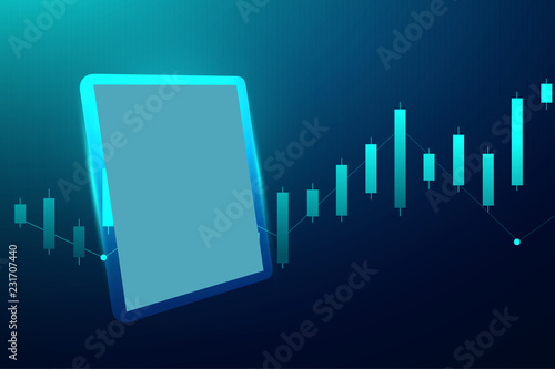 Business candle stick graph chart of stock market investment trading on dark background design. Trend of graph. Vector illustration