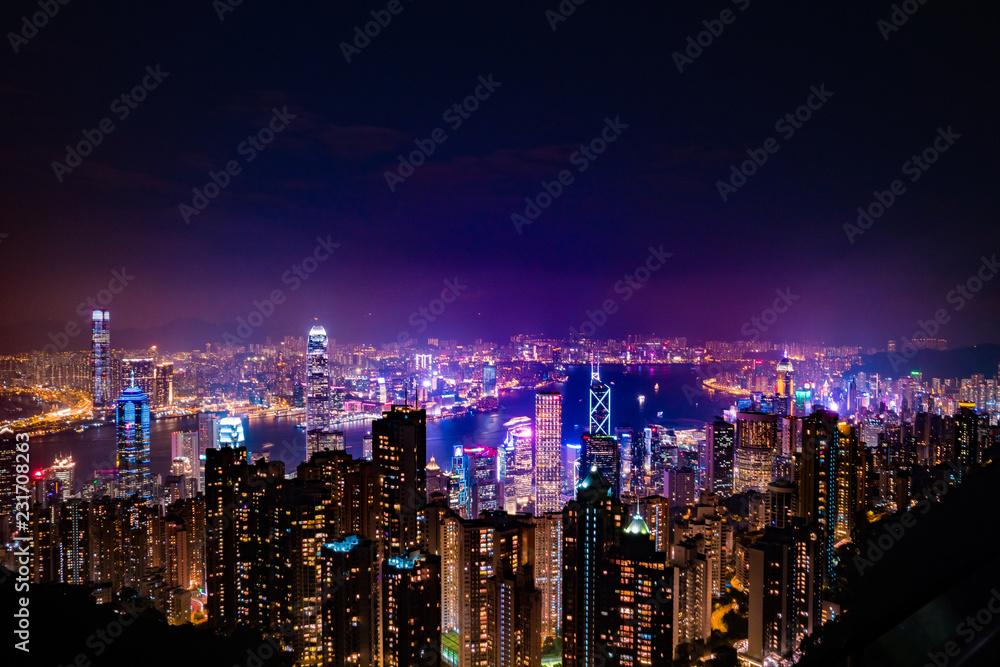 Fototapeta premium Hong Kong, Chiny panoramę miasta widziana z góry