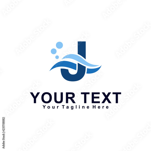 Letter J or Wave logo design concept, creative water logo template
