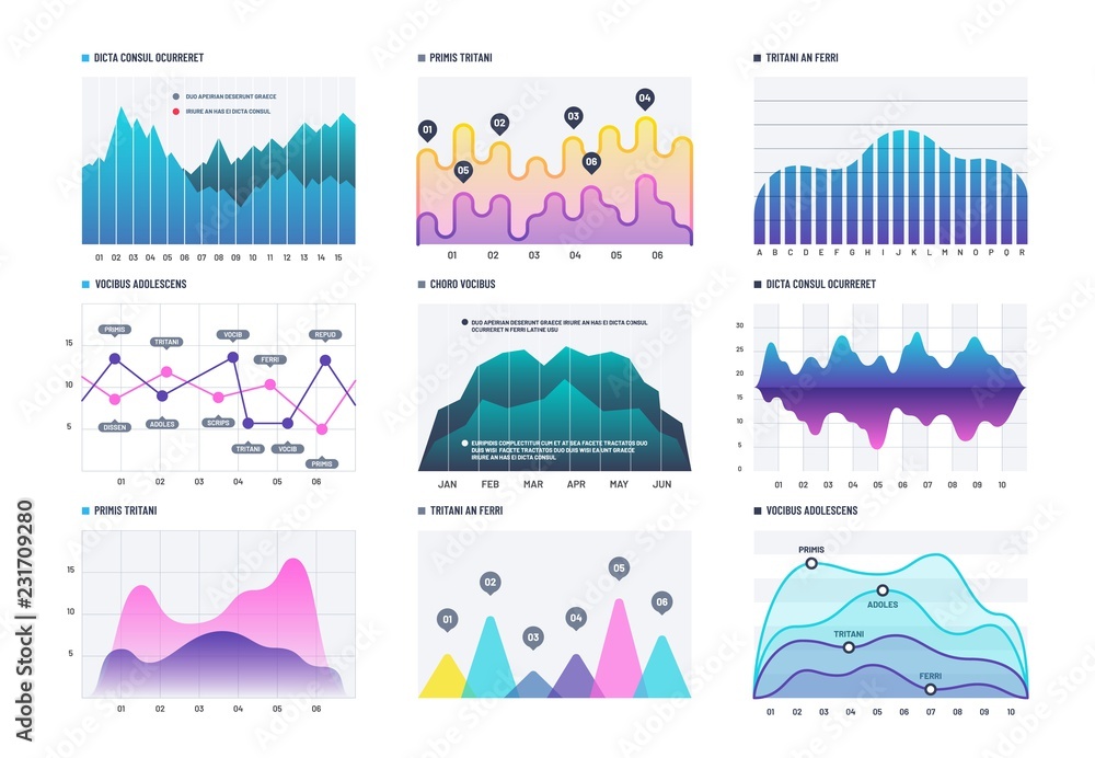 Infographic diagram. Statistics bar graphs, economic diagrams and stock