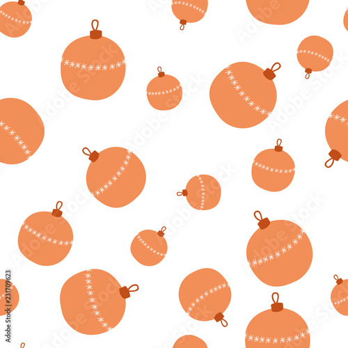 Seamless pattern with christmas tree ball in hand drawn style.