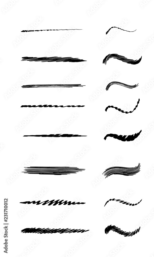 Vector brushes in hand drawn style.