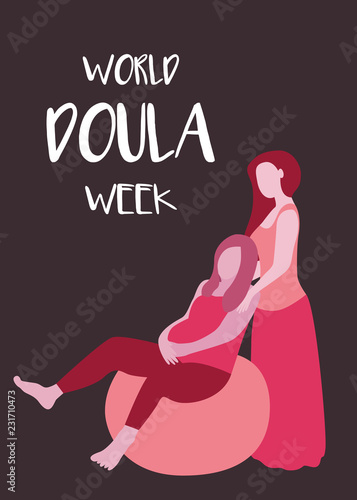 World Doula Week banner in a modern cartoon style.