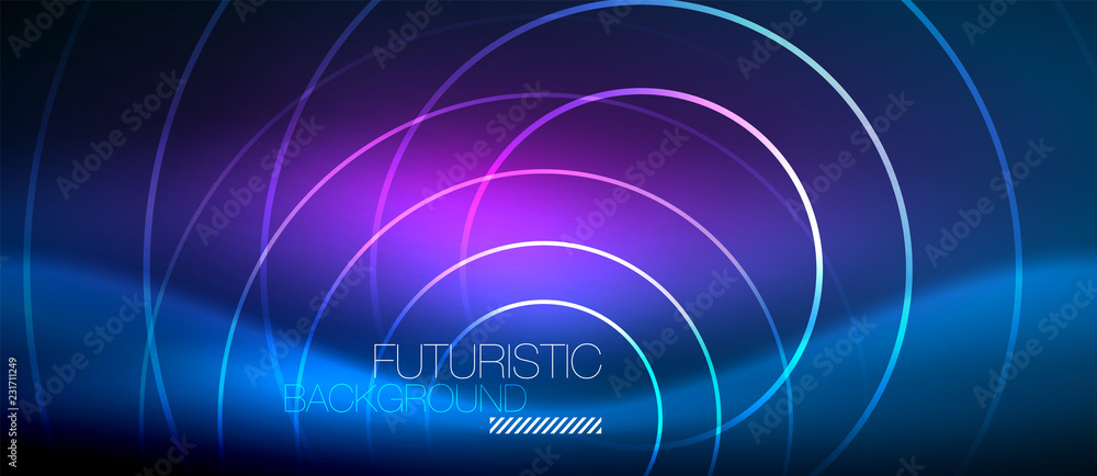Neon glowing circles background Neon glowing circles background