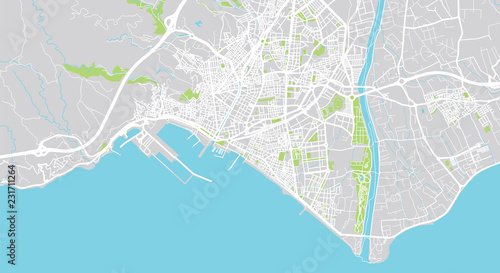 Urban vector city map of Almeria, Spain