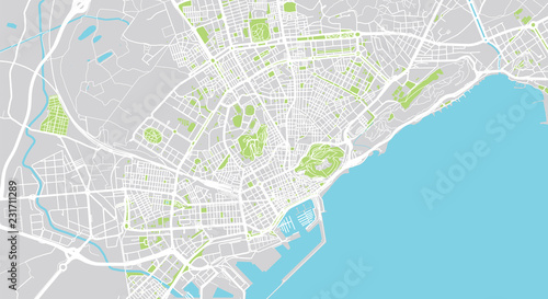 Urban vector city map of Alicante, Spain
