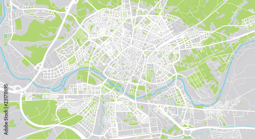 Urban vector city map of Salamanca, Spain