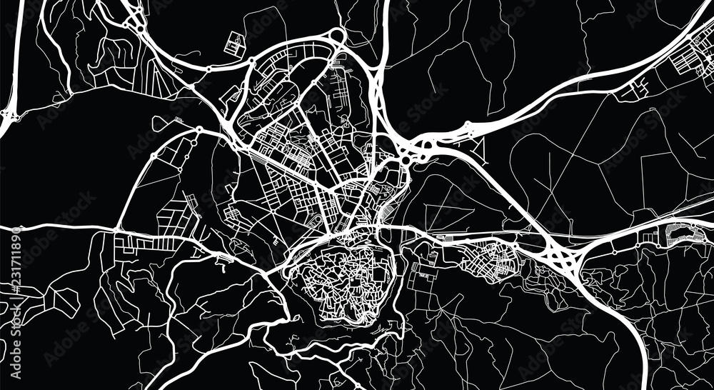 Urban vector city map of Toledo, Spain - obrazy, fototapety, plakaty 