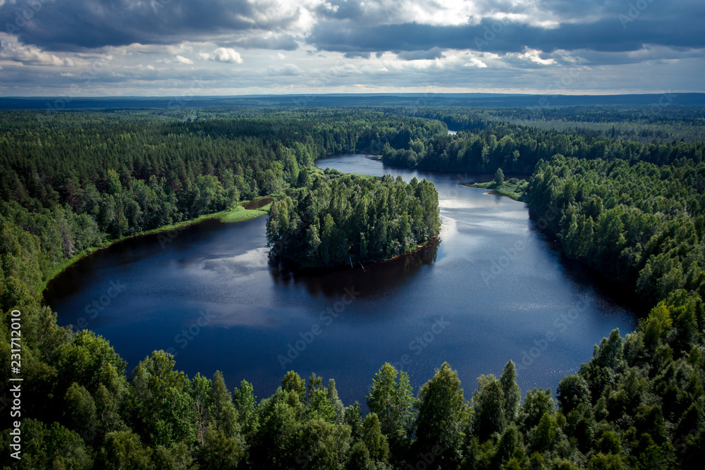 Top view of the river in Karjala.