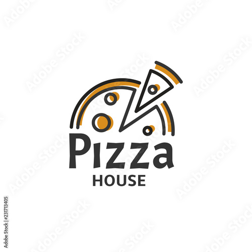 Icon of Pizza slice. Modern Pizzeria logo template. Italian Food Restaurant Emblem. Fast food cafe logotype design Vector illustration. Vectors.