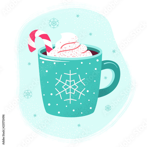 Winter hot drink cup cocoa  hot chocolate marshmallows