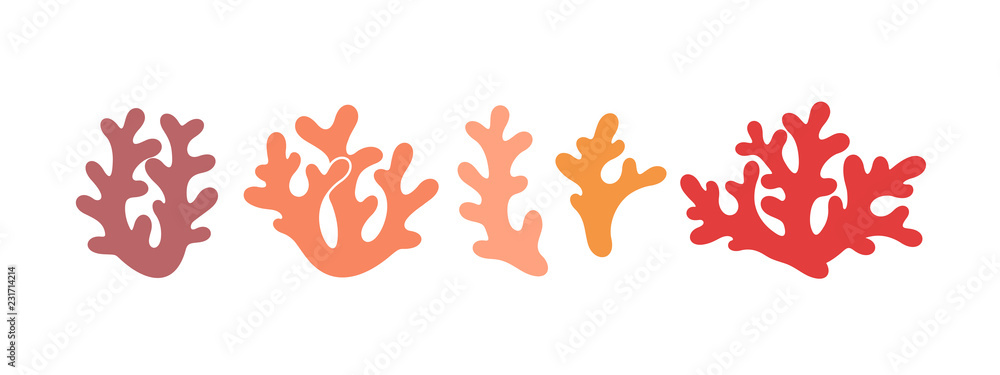 Fototapeta premium Logo koral. Na białym tle koralowiec na białym tle. Zestaw