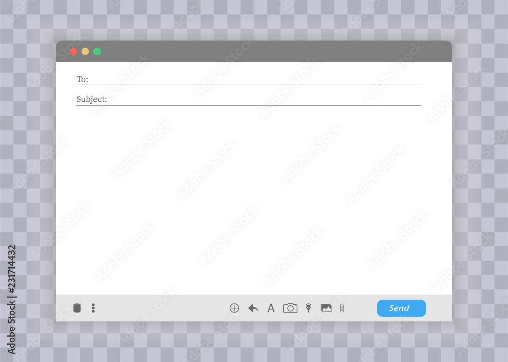 Email blank template mail frame interface for mail message. E