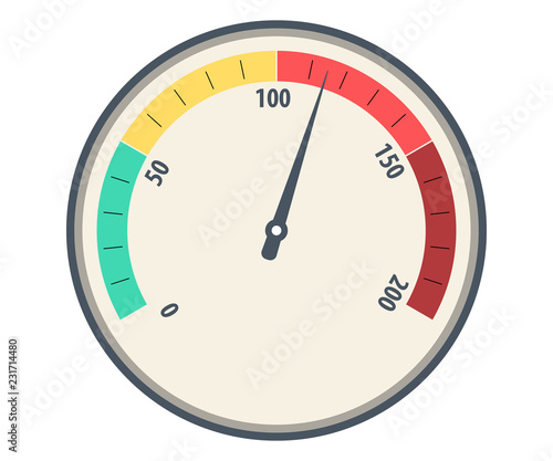 Speedometer basic vector. color speedometer icon. Speedometers or general indicators with needles. Speedometer, odometer isolated icon on white background, auto service,, vector, speedometer icon