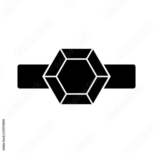 Icon of ring with diamond or other gem. Engagement or marriage ring  expensive jewelry. Vector Illustration 