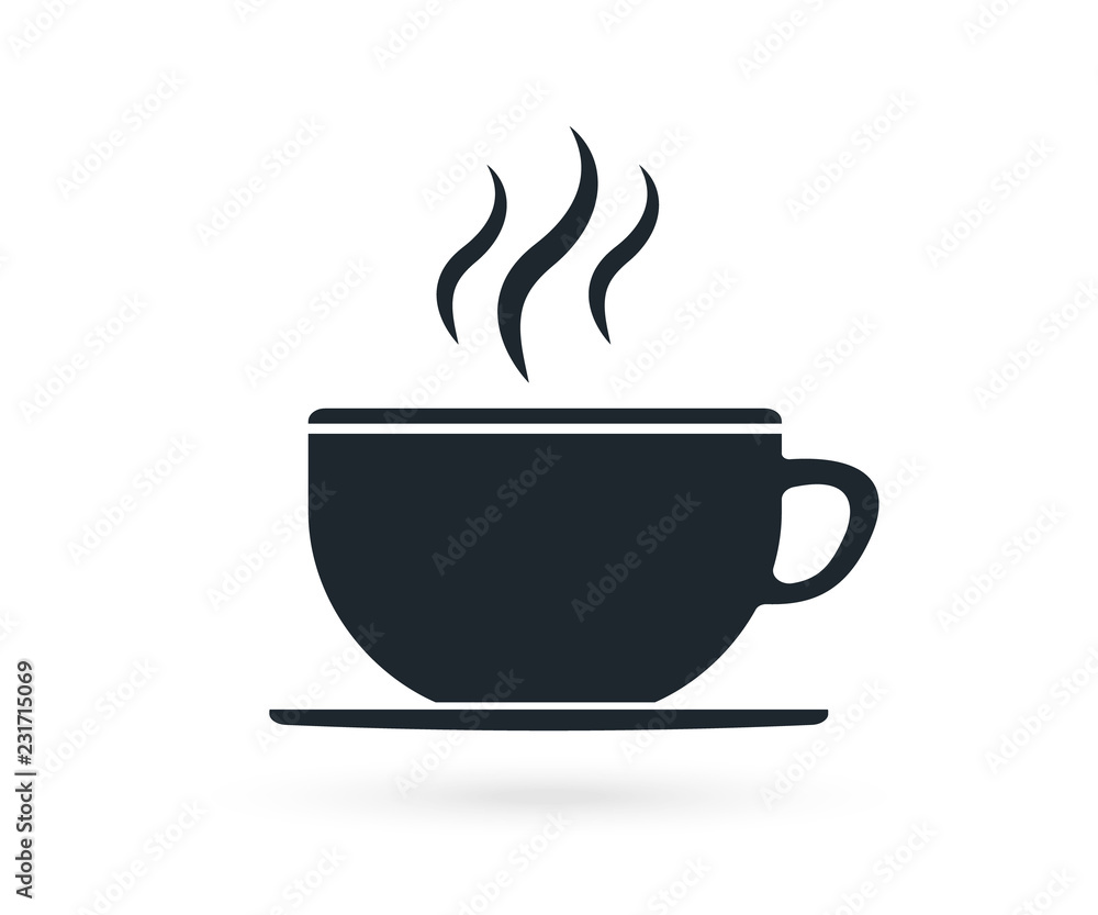 Coffee, tea cup icon in flat style. Coffee mug vector illustration on white isolated background Coffee, tea cup icon in flat style. Coffee mug vector illustration on white isolated background