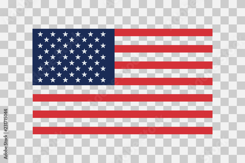 American flag on transparent background - vector illustration