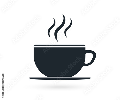 Coffee  tea cup icon in flat style. Coffee mug vector illustration on white isolated background